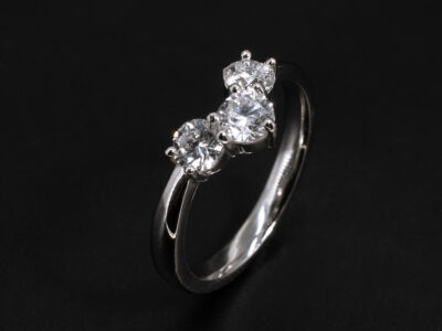 Ladies Diamond Trilogy Wedding Ring, Platinum Claw Set Fitted Design, Round Brilliant Cut Lab Grown Diamonds 0.66ct Total (3)