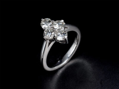 Ladies Multi Diamond Dress Ring, Platinum Claw Set Design, Round Brilliant Cut Diamonds 0.92ct Total (4)
