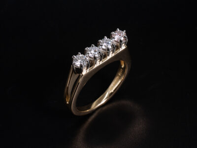 Ladies Multi Diamond Engagement Ring, 18kt Yellow Gold Split Shank 6 Claw Set Design, Round Brilliant Cut Diamonds 0.56ct Total (4)