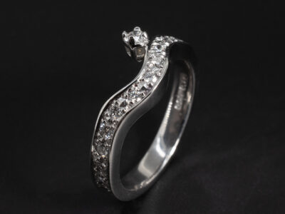 Ladies Multi Diamond Wedding Ring, Platinum  Pavé and Claw Set Fitted Design, Round Brilliant Cut Diamond 0.04ct, Round Brilliant Cut Diamond Set Band 0.27ct Total (13)