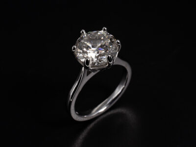 Ladies Solitaire Diamond Engagement Ring, Round Brilliant Cut Diamond 3.09ct