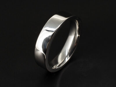 Gents Plain Polished Wedding Ring, Platinum Flat Court Design, 5mm Width