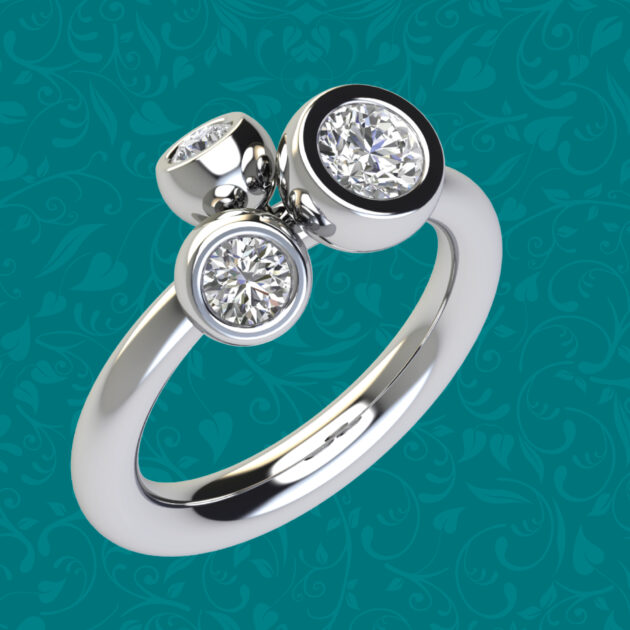 Bespoke Kelvin Collection by Blair and Sheridan - Platinum Diamond Trilogy Ring in Polished Finish