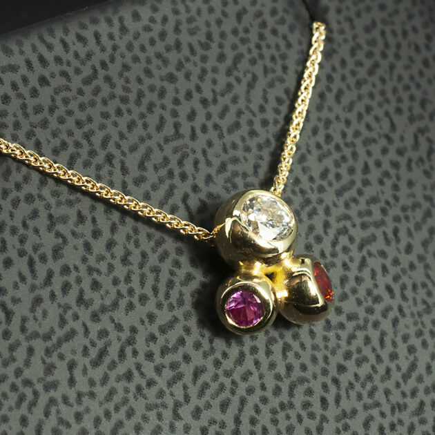 Kelvin Collection Diamond and Sapphire Trilogy Pendant by Blair and Sheridan