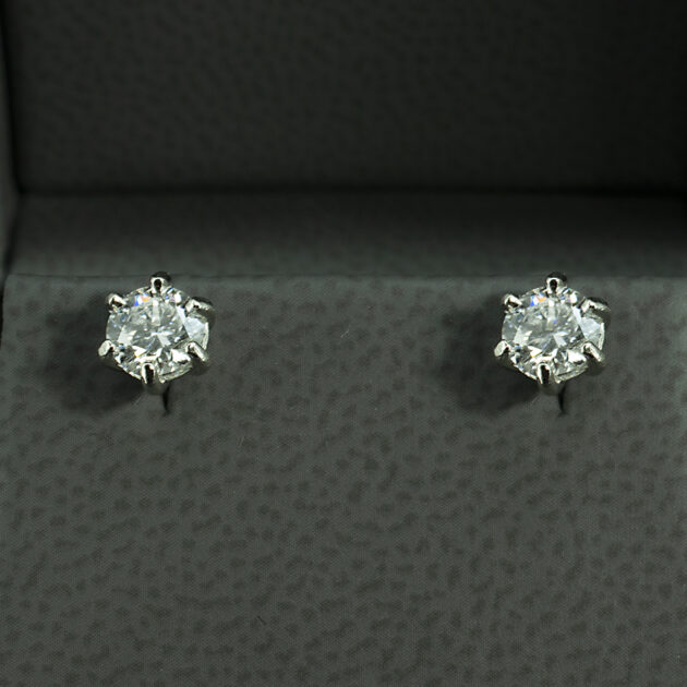 Platinum 6 claw set Lab Grown Diamond Studded Earrings 1.35ct Total
