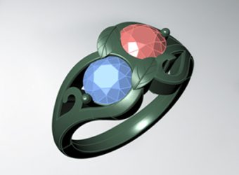 Bespoke engagement ring with diamond and coloured stone by Blair and Sheridan