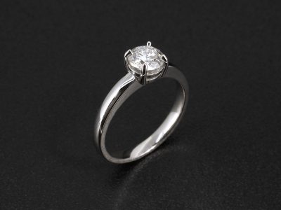 Ladies Diamond Solitaire Engagement Ring, Platinum 4 Claw Set Design, Round Brilliant Cut Diamond 0.92ct