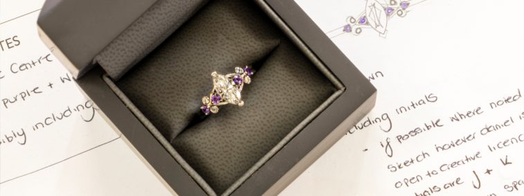 Blair and Sheridan bespoke ring boxed and ready for collection