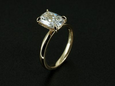 Ladies Lab Grown Diamond Hidden Halo Engagement Ring, 18kt Yellow Gold Claw Set Design, Cushion Cut Lab Grown Diamond 2.05ct, Round Brilliant Cut Lab Grown Diamond Hidden Halo 0.07ct (14) 