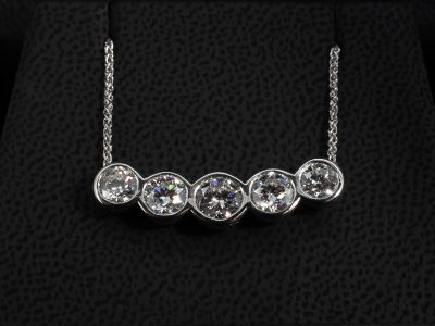 Platinum Multi Diamond Pendant, Rub over Design, Round Brilliant Cut Diamonds 3.00ct Total (5) 