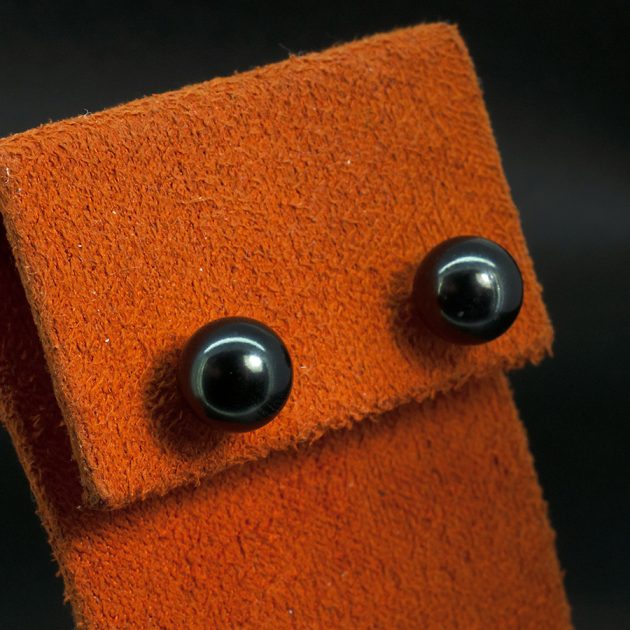 Black Cultured Akoya Pearl Stud Earrings in White Gold (7.5mm)