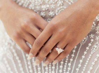Blair and Sheridan bespoke pink diamond trilogy engagement ring