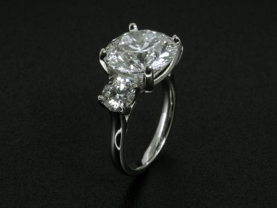Ladies Lab Grown Diamond Trilogy Dress Ring, Platinum Claw Set Design, Round Brilliant Cut Lab Grown Diamond 6.22ct (1), 1.35ct Total (2) 